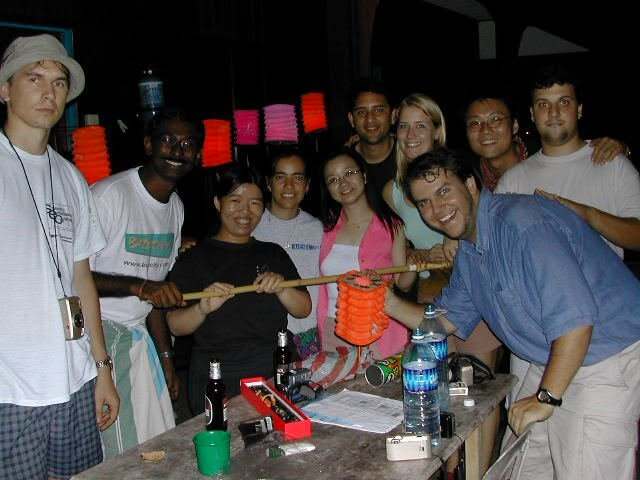 Paper lanterns and big grins at a night party